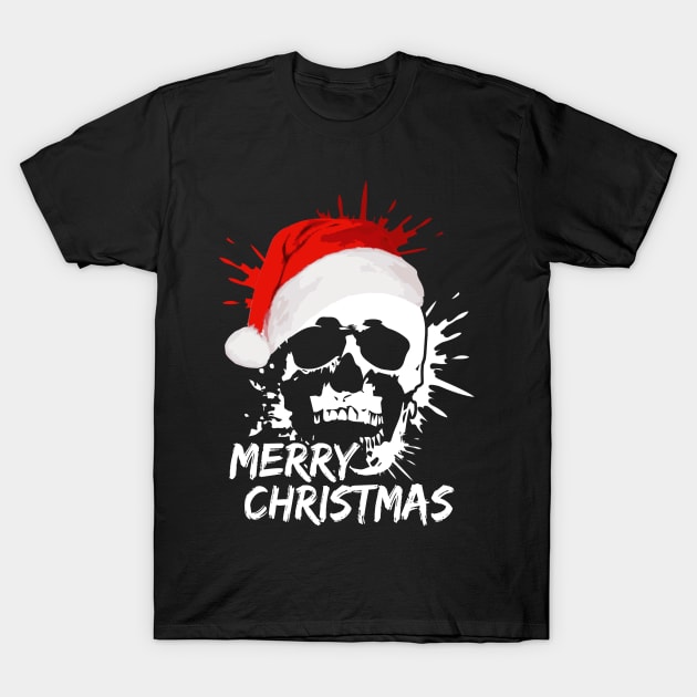 Merry Christmas Santa Claus Skull T-Shirt by dnlribeiro88